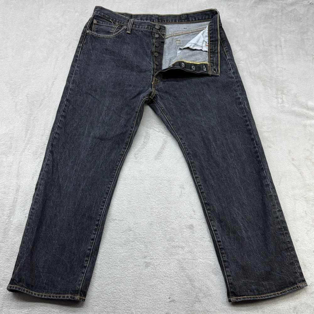 Levi's 501 Original Fit Jeans Men 38x30 Black Denim Straight Button Fly Casual